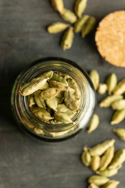 Top view seeds in jar