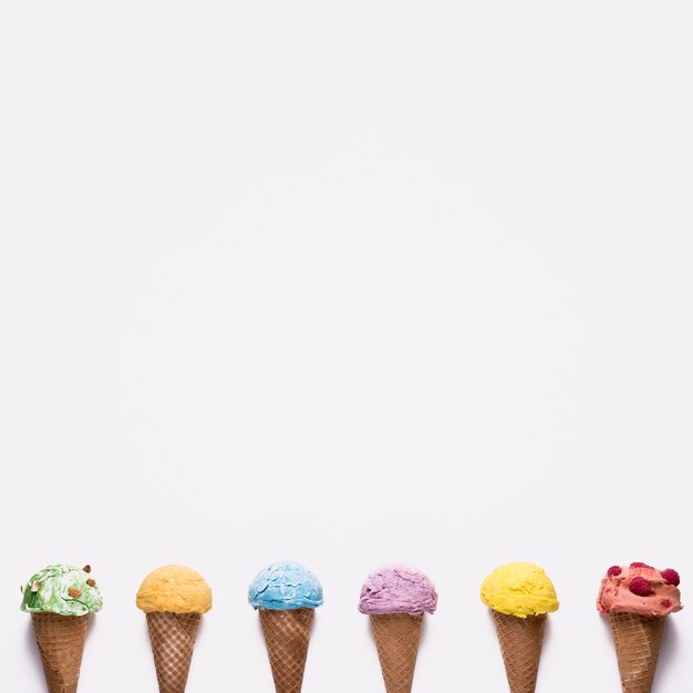 Top view selection of colourful ice cream