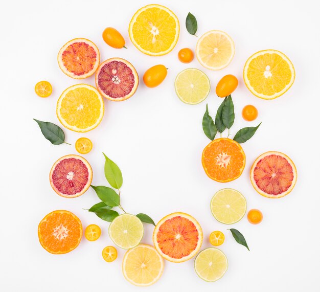 Top view selection of fresh fruits on the table