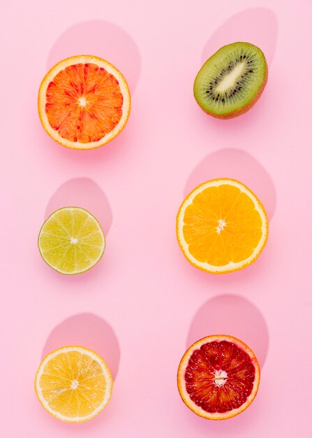 Top view selection of fresh fruits