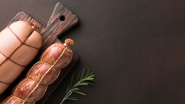 Top view selection of fresh meat on the table