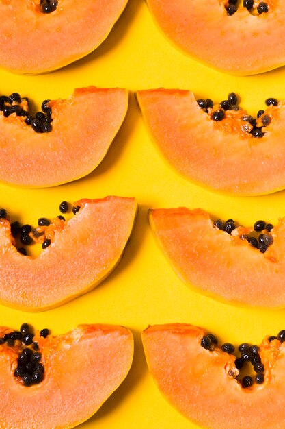 Top view selection of tasty papayas