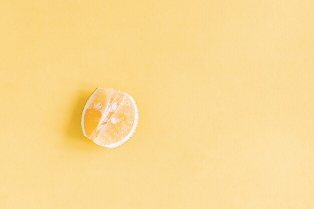 Top view shot of a slice of lemon