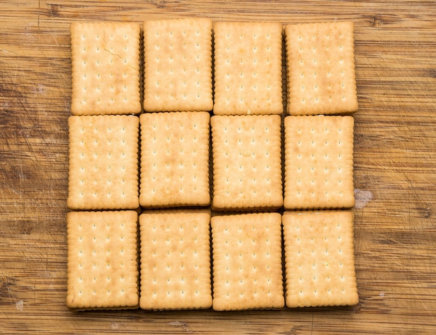 Top view shot of twelve rectangular cookies