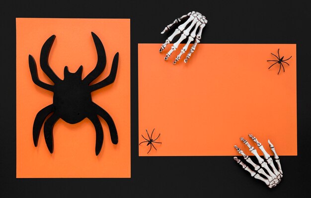 Top view skeleton hands for halloween