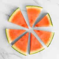 Free photo top view of sliced watermelon