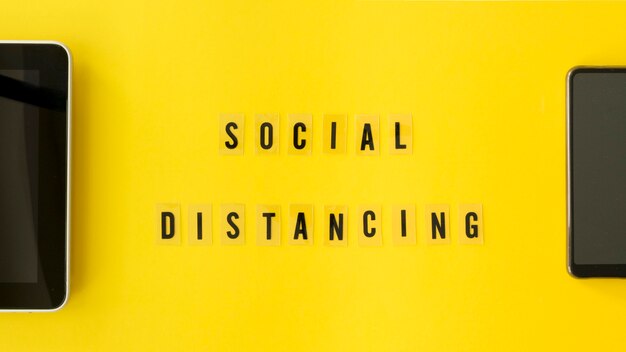 Top view of social distancing concept