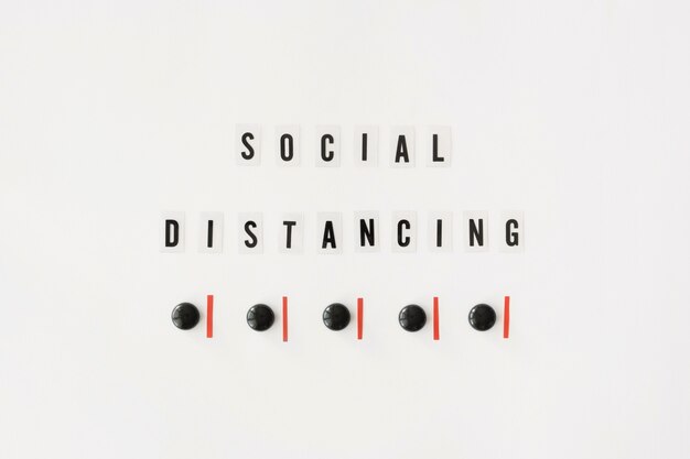 Top view of social distancing concept