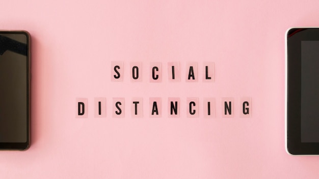 Top view of social distancing concept