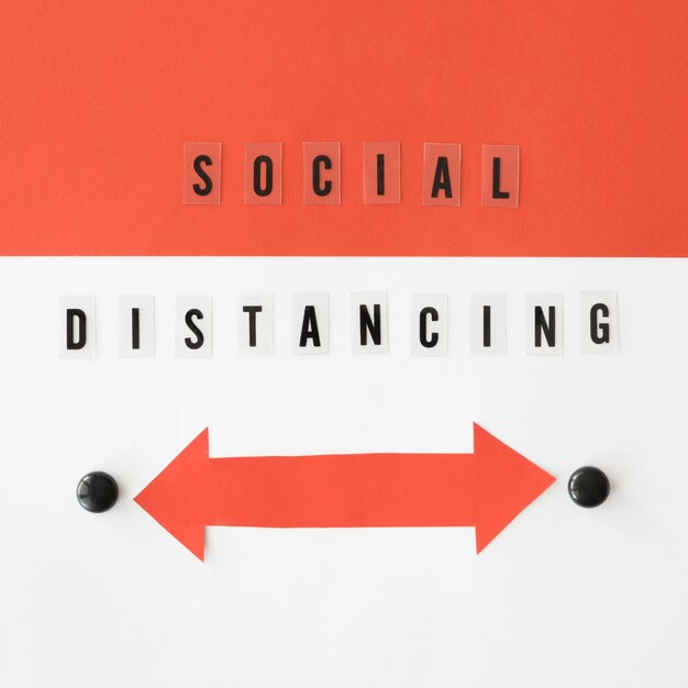 Top view of social distancing concept