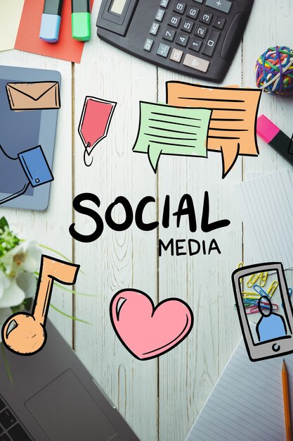 top view of social media drawings