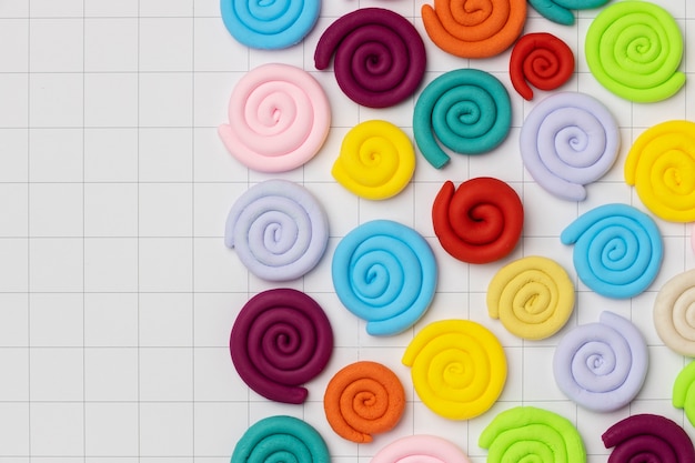 Top view spiral play dough shapes