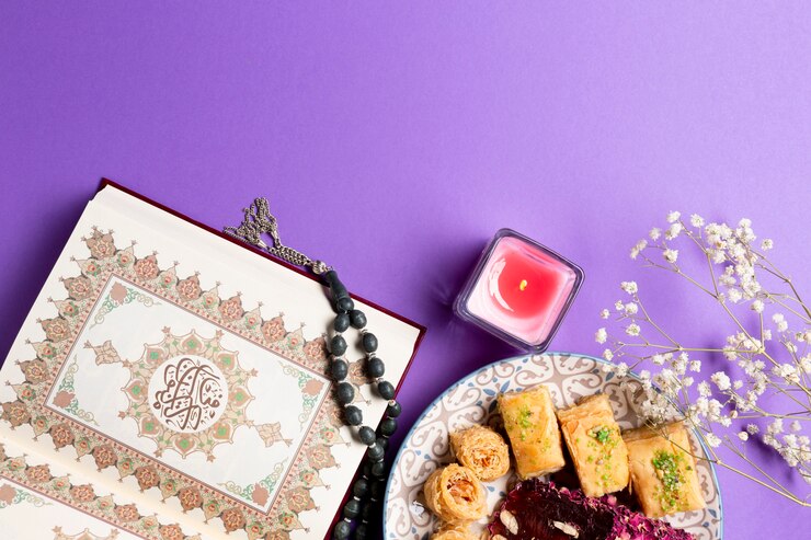 Free Photo top view spiritual muslim arrangement