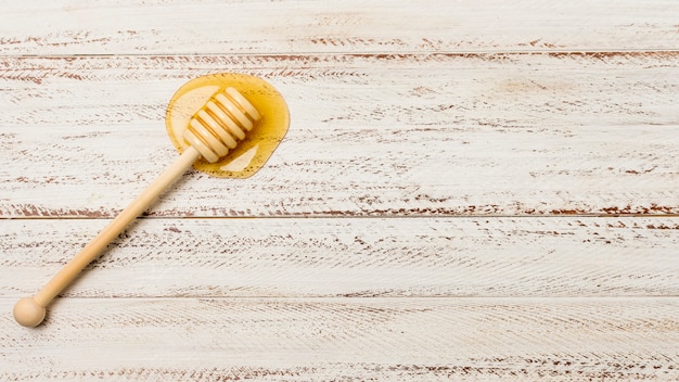 Top view spoon with honey stain