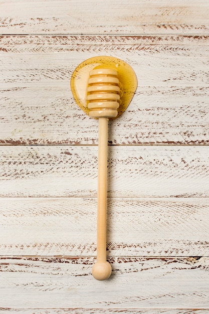 Top view spoon with honey