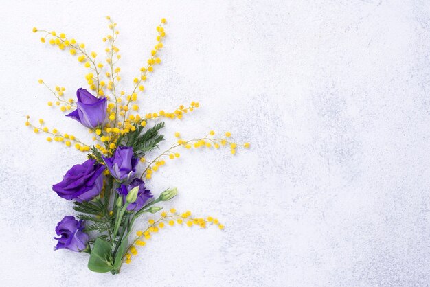 Top view spring flowers