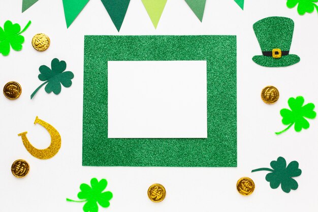 top view st patrick items arrangement
