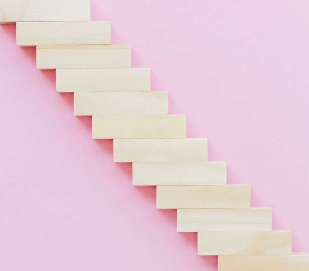 Top view of stairs from wooden blocks