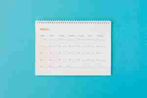 Free photo top view stationery minimalist calendar