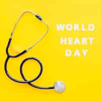 Free photo top view of stethoscope for heart day