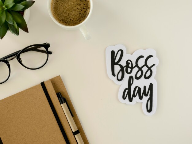 Top view sticker with boss day theme