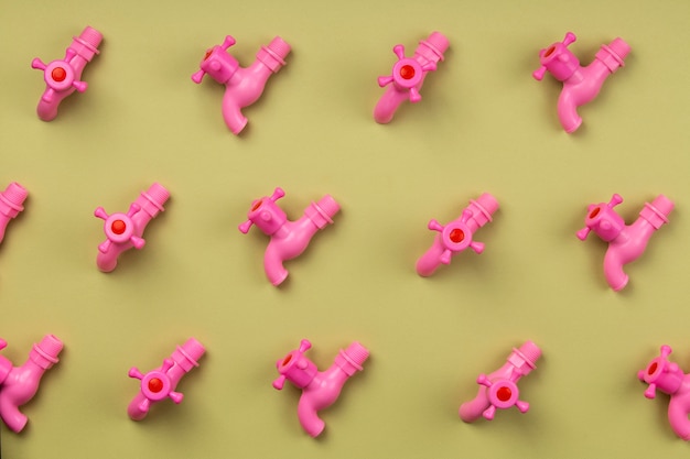 Top view of still life arrangement of pvc