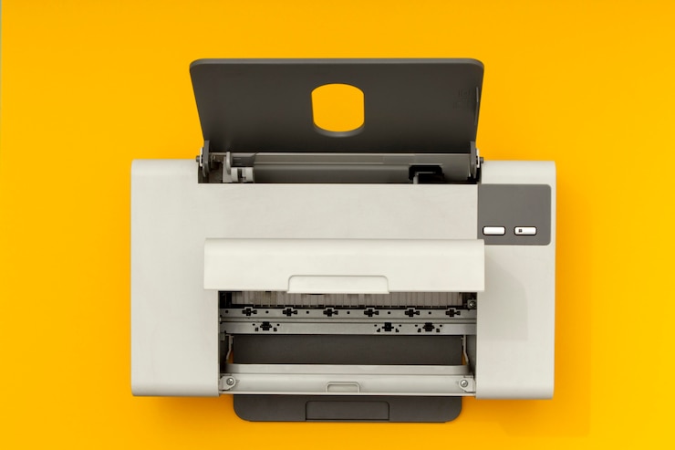 Free Photo top view still life printer composition