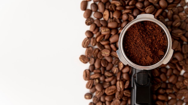 Top view strainer with coffee beans