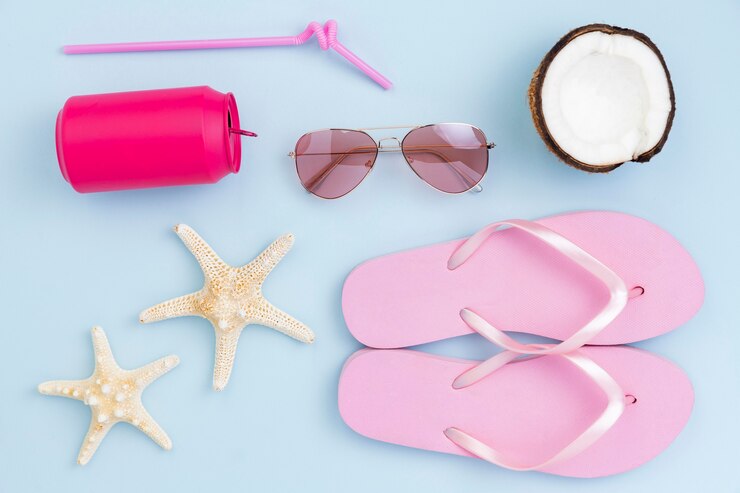 Free Photo top view of summer concept with beach accesories