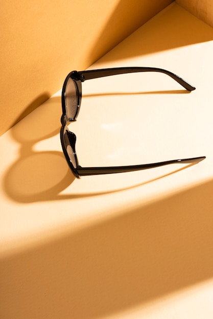 Top view sunglasses with shadow