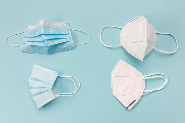 Free photo top view surgical masks