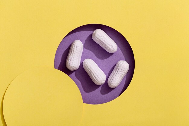 Top view of sweet candy tablets