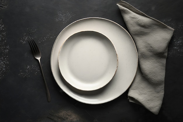 Foto gratuita vista dall'alto della disposizione dei tavoli con piatti e stoviglie vuoti