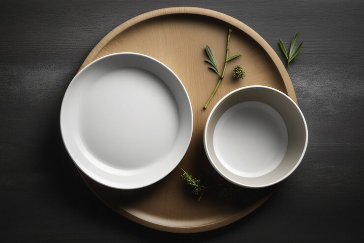 Free Photo top view of table arrangement with empty dishes and tableware