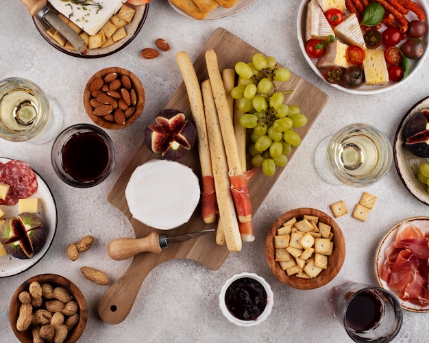 Top view table full of delicious food