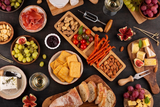 Top view table full of delicious food