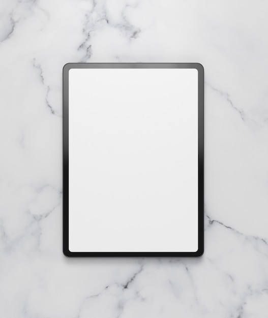 Free Photo top view tablet on marble table
