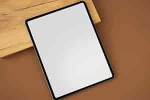 Free photo top view tablet minimal display