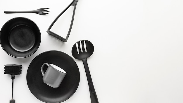 Top view tableware collection