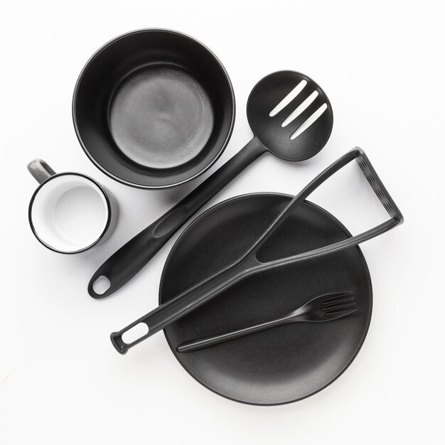 Top view tableware collection