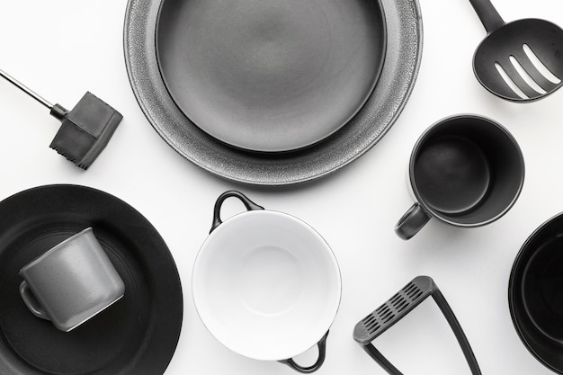 Top view tableware collection