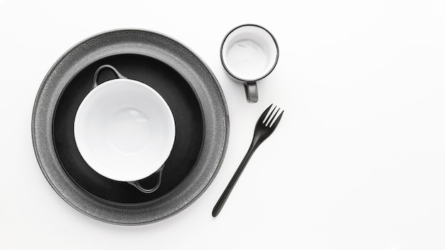 Free photo top view tableware collection