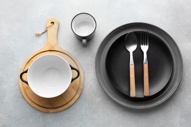 Free photo top view tableware collection