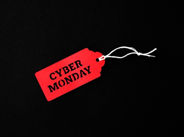 Top view of tag for cyber monday