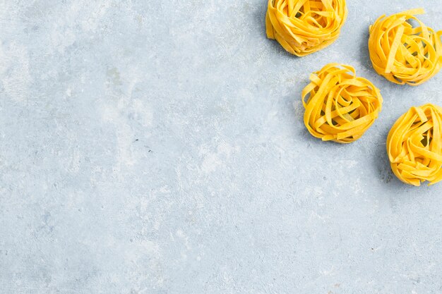 Top view of tagliatelle pasta