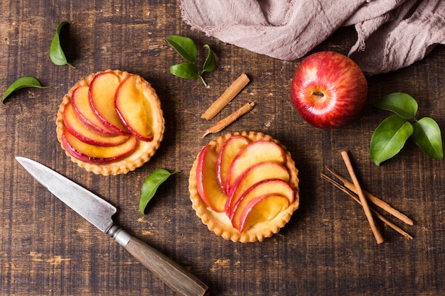 Top view tasty apple dessert ready to be served