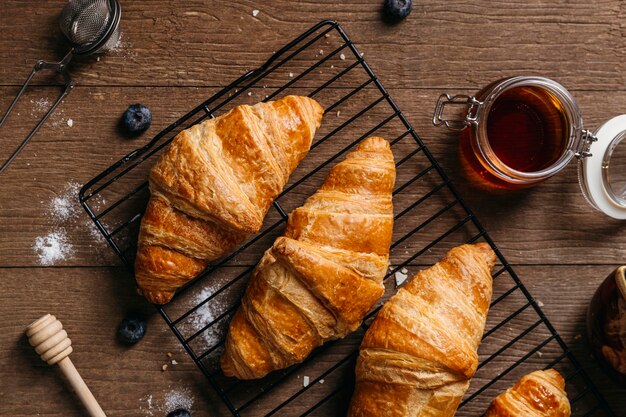 Top view tasty breakfast meal arrangement