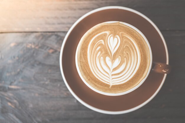 Top view of tasty cup of coffee