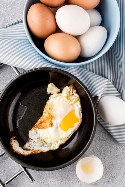 Top view tasty meal with eggs