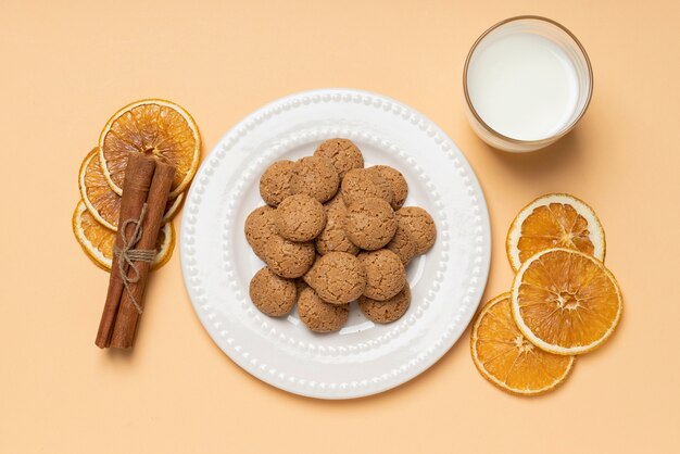 Top view tasty pepernoten arrangement